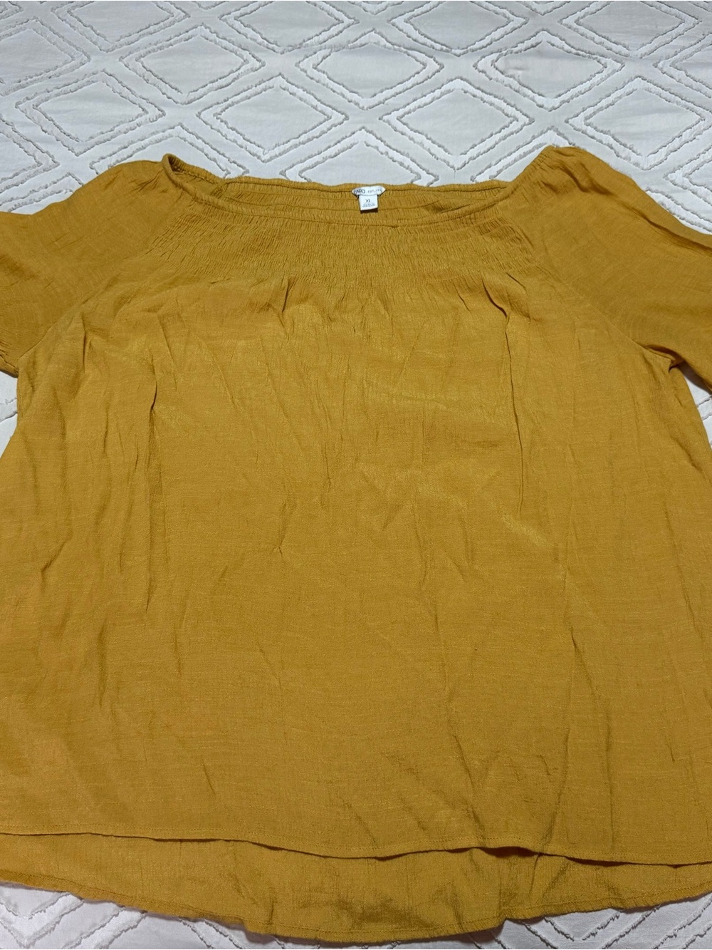 Cato Mustard Short Sleeve Peasant Top